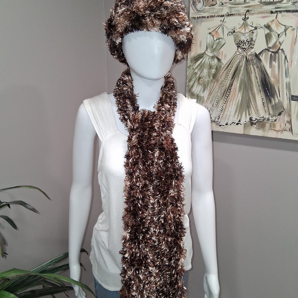 Croft & Barrow Brown Faux Fur Scarf and Hat Set